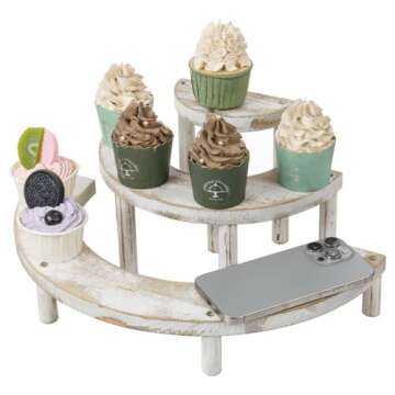 MyGift Wooden Display Stand Riser, 3 Tier Perfume and Cologne Organizer Stand, Cupcake Stand for Dessert, Spice Rack Organizer, Display Shelf for Figure,Perfume,Make up, Collections, 3-Piece Set