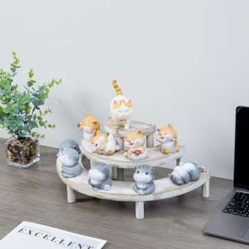 MyGift Wooden Display Stand Riser, 3 Tier Perfume and Cologne Organizer Stand, Cupcake Stand for Dessert, Spice Rack Organizer, Display Shelf for Figure,Perfume,Make up, Collections, 3-Piece Set