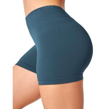 YEOREO Workout Scrunch Shorts Women 3.6" V Back Gym Butt Lifting Liz High Waisted Seamless Shorts Blue Green S