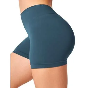 YEOREO Workout Scrunch Shorts Women 3.6" V Back Gym Butt Lifting Liz High Waisted Seamless Shorts Blue Green S