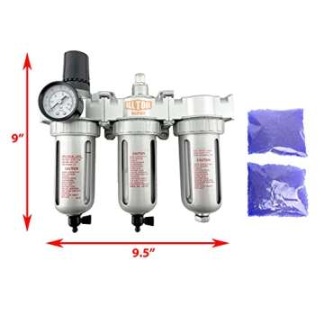 1/2" NPT MID FLOW Filter Regulator Coalescing Desiccant Dryer System For Compressed Air Lines, Poly ...