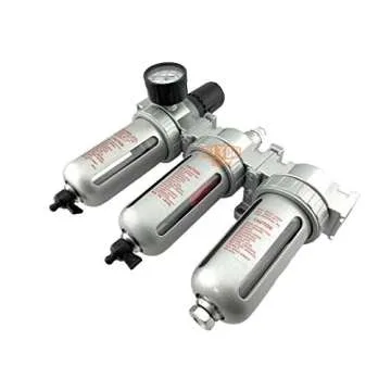 1/2" NPT MID FLOW Filter Regulator Coalescing Desiccant Dryer System For Compressed Air Lines, Poly Bowls, Great For Paint Spray And Plasma Cutter (MANUAL DRAIN)