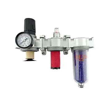 1/2" NPT MID FLOW Filter Regulator Coalescing Desiccant Dryer System For Compressed Air Lines, Poly Bowls, Great For Paint Spray And Plasma Cutter (MANUAL DRAIN)