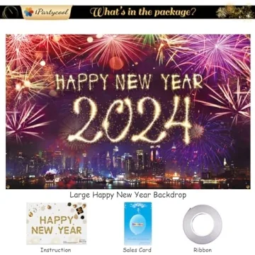 Colorful New Years Backdrop for 2024 Celebrations