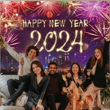 Colorful New Years Backdrop for 2024 Celebrations