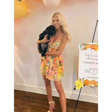 2024 Floral Boho Mini Dress Spaghetti Straps Beach Wear