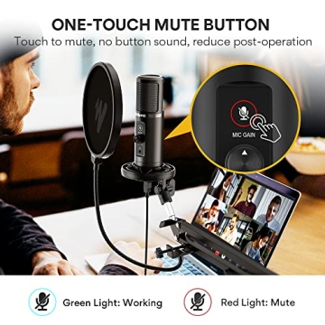 MAONO USB Microphone for PC with Mute and Gain Control