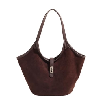 Suede Shoulder Bag for Women Large Purse for Travel