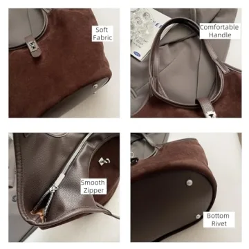 Suede Shoulder Bag for Women Large Purse for Travel