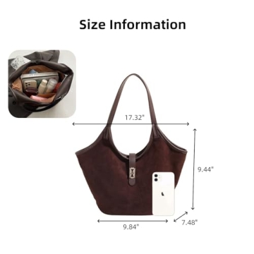 Suede Shoulder Bag for Women Large Purse for Travel