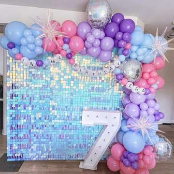 9Pcs Disco Ball Balloons Iridescent,22Inch Glitter Silver 4D Large Foil Disco Balloons with Explosion Star Balloons for Birthday Bachelorette 70s 80s 90s Disco Theme Party Decorations