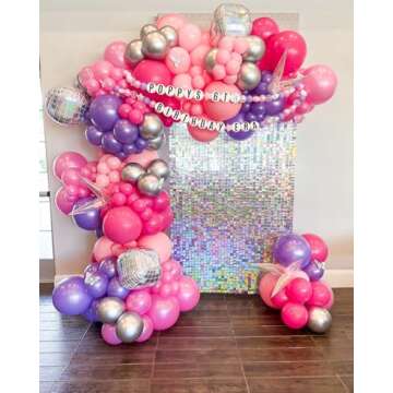 9Pcs Disco Ball Balloons Iridescent,22Inch Glitter Silver 4D Large Foil Disco Balloons with Explosion Star Balloons for Birthday Bachelorette 70s 80s 90s Disco Theme Party Decorations