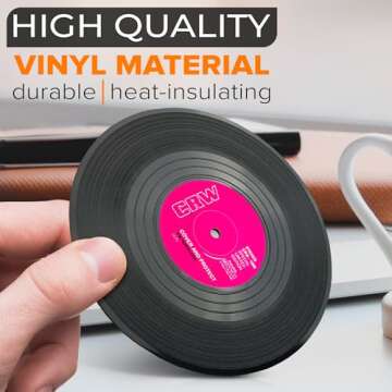 6 Vinyl Record Coasters Retro Coffee Table Protection
