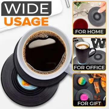 6 Vinyl Record Coasters Retro Coffee Table Protection