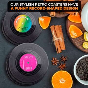 6 Vinyl Record Coasters Retro Coffee Table Protection