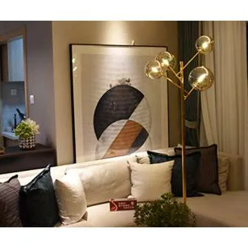 Dellemade TD00145 Sputnik Chandelier Floor Lamp for Bedroom,4-Lights Glass Shade Floor Lamps for Living Room,Brass/Gold