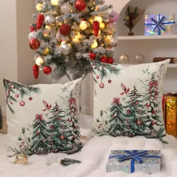 Decorative Christmas Pillow Covers Set of Two - 20x20 Inch