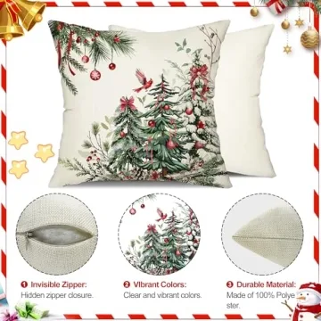Decorative Christmas Pillow Covers Set of Two - 20x20 Inch