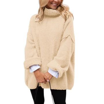 PRETTYGARDEN Women's Knit Oversized Sweater - Cozy Turtleneck for Fall Fashion