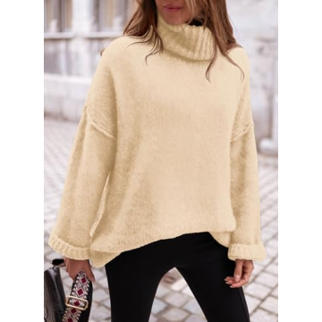 PRETTYGARDEN Women's Cozy Knit Oversized Turtleneck Sweater