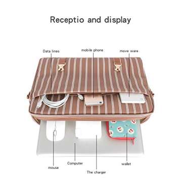 Laptop Bag 15.6 inch - for Women PU Waterproof Laptop Case Shoulder Messenger Bag (Brown) …