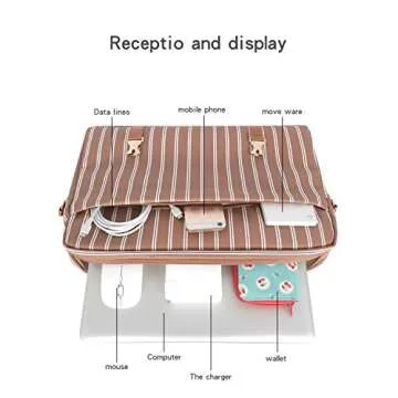 Laptop Bag 15.6 inch - for Women PU Waterproof Laptop Case Shoulder Messenger Bag (Brown) …