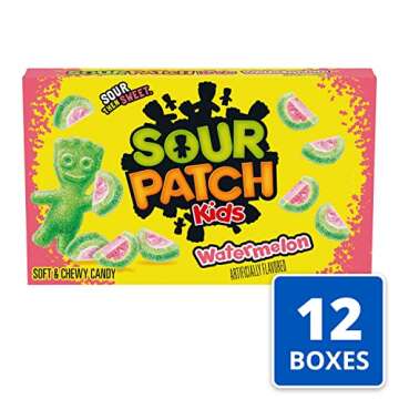 SOUR PATCH KIDS Watermelon Soft & Chewy Candy, Valentines Day Candy, 12 - 3.5 oz Boxes