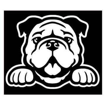 Bulldog Peeking Dog Lover Vinyl Sticker Decals (Pack of 2) for Car Bumper Window Laptop Tablet Phone...