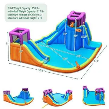 BOUNTECH Inflatable Water Slide Park, 15x14.5FT Mega Kids Waterslide Outdoor w/Dual Slides&Climbing ...
