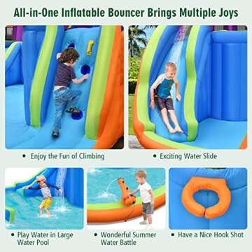 BOUNTECH Inflatable Water Slide Park, 15x14.5FT Mega Kids Waterslide Outdoor w/Dual Slides&Climbing for Racing Fun, Splash Pool, Blow up Water Slides Inflatables for Big Kids Backyard Party Gifts