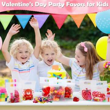 48Pcs Valentines Day Gifts Bags for Kids, Valentines Day Candy Treat Bags for Kids, Valentines Day Goodie Bags for Kids School Classroom Exchange Valentines Party Favor Cellophane Valentines Goody Bag