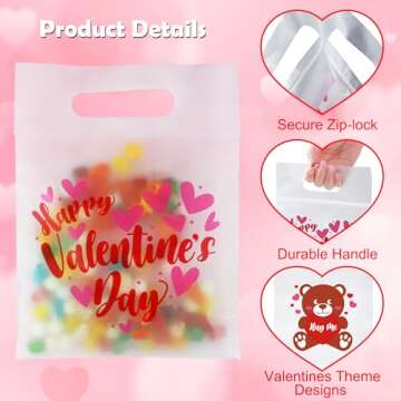 48Pcs Valentines Day Gifts Bags for Kids, Valentines Day Candy Treat Bags for Kids, Valentines Day Goodie Bags for Kids School Classroom Exchange Valentines Party Favor Cellophane Valentines Goody Bag