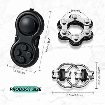 Gejoy 3 Pcs Fidget Toys Adults Set Handheld Fidgets Controller Pad Game Six Roller Chain Key Flippy ...