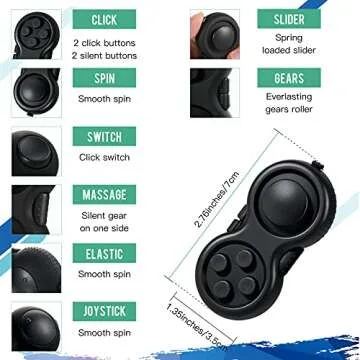 Gejoy 3 Pcs Fidget Toys Adults Set Handheld Fidgets Controller Pad Game Six Roller Chain Key Flippy Chain Autism Sensory for ADHD Add OCD Autism Anxiety Stress Relief Teen Kids(Black)