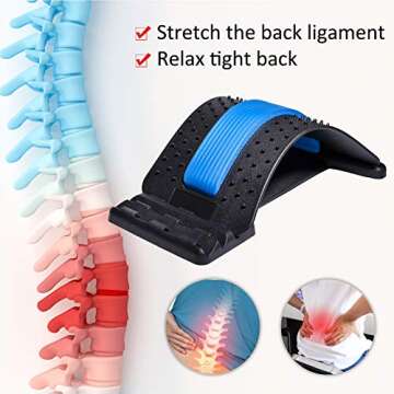 JUMPOW Back Stretcher, Back Cracker, Spine Deck Back Stretcher, Lumbar Stretching Device, 3-Level Back Massager Lumbar, Back Stretcher for Lower Back Pain Relief, for Sciatica, Scoliosis