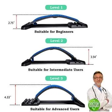 JUMPOW Back Stretcher, Back Cracker, Spine Deck Back Stretcher, Lumbar Stretching Device, 3-Level Back Massager Lumbar, Back Stretcher for Lower Back Pain Relief, for Sciatica, Scoliosis