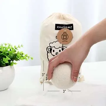 XHANGMZ Wool Dryer Balls 6 Pack XL Laundry Balls,New Zealand Wool Natural Organic Fabric,Baby Safe Without Chemical Additives,Clothing Anti Winding,Anti Static,Reusable,Saves Drying Time.