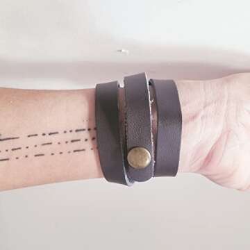 Espresso/Leather Wrap Bracelet/Joanna Gaines Fixer Upper Style / .5"x24" / Adjustable