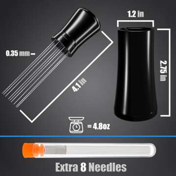 WDT Tool - 0.35mm Espresso Distribution Tool, 304 Stainless Steel 9 Installed Needles + 8 Extra Need...
