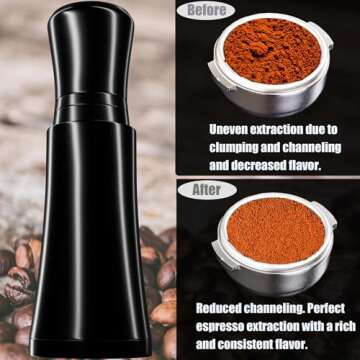 WDT Tool - 0.35mm Espresso Distribution Tool, 304 Stainless Steel 9 Installed Needles + 8 Extra Needles + Storage Tube, Anodized Aluminum Handle with Stand (Black) - Coffee Stirrer, Tamper Accessories