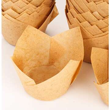 GOLDEN APPLE, 200 Pcs Tulip Cupcake Liner Baking Cup Muffin Tins Cups for Weddings, Birthdays, Baby Showers (Small, Natural)