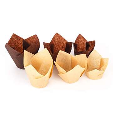 GOLDEN APPLE, 200 Pcs Tulip Cupcake Liner Baking Cup Muffin Tins Cups for Weddings, Birthdays, Baby Showers (Small, Natural)