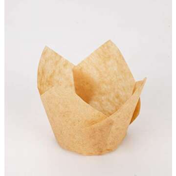 GOLDEN APPLE, 200 Pcs Tulip Cupcake Liner Baking Cup Muffin Tins Cups for Weddings, Birthdays, Baby Showers (Small, Natural)