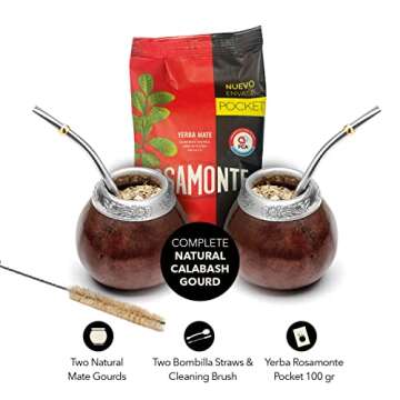 BALIBETOV Set of Two Yerba Mate Gourd and One Pack of 100gr - 3.5OZ of Yerba Mate - Yerba Mate Cup A...