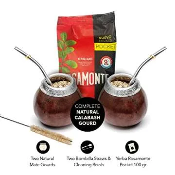 BALIBETOV Set of Two Yerba Mate Gourd and One Pack of 100gr - 3.5OZ of Yerba Mate - Yerba Mate Cup A...