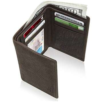 Access Denied Leather Trifold Wallets For Men RFID - Slim Tri Fold Mens Wallet With ID Window Front ...