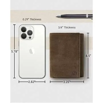 Access Denied Leather Trifold Wallets For Men RFID - Slim Tri Fold Mens Wallet With ID Window Front Pocket Wallet Gifts For Men