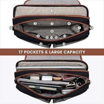 LOVEVOOK Laptop Bag for Women, 15.6 inch Large Capacity Computer Briefcase Case, Crossbody Messenger Shoulder Bag, Office Business Work Tote Bags Purse for Travel Gifts, Brown-black