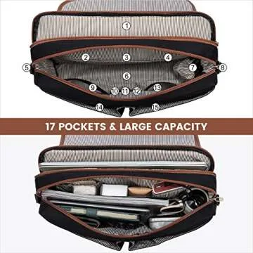 LOVEVOOK Laptop Bag for Women, 15.6 inch Large Capacity Computer Briefcase Case, Crossbody Messenger Shoulder Bag, Office Business Work Tote Bags Purse for Travel Gifts, Brown-black