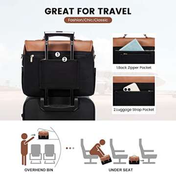 LOVEVOOK Laptop Bag for Women, 15.6 inch Large Capacity Computer Briefcase Case, Crossbody Messenger Shoulder Bag, Office Business Work Tote Bags Purse for Travel Gifts, Brown-black